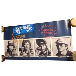 Alabama 40 Hour Week Promo Banner Poster 39x20 Vintage 1980s RCA Records Country
